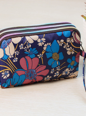 2023新时尚手提6寸防水手机包尼龙三拉链零钱包布艺手拿女士钱包