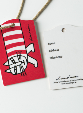 瑞典Opto design Lisa Larson 旅行箱行李牌 木制挂牌2只装