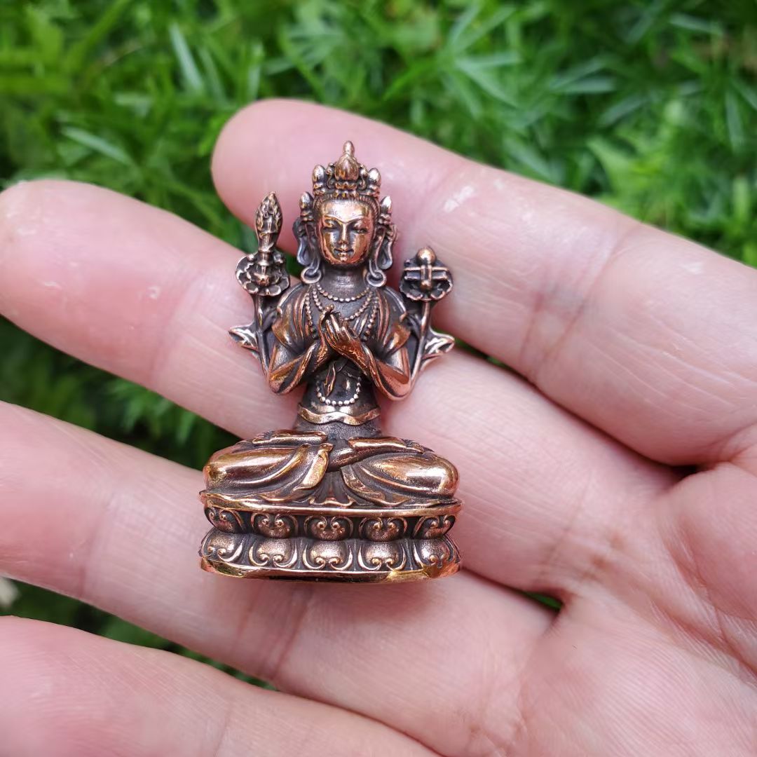 尼泊尔工艺藏传纯铜金刚持金刚手佛像摆件藏传密宗居家供奉摆件