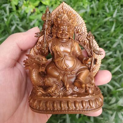 尼泊尔工艺藏传白财神造像随身佛堂护法家居供奉水财神摆件