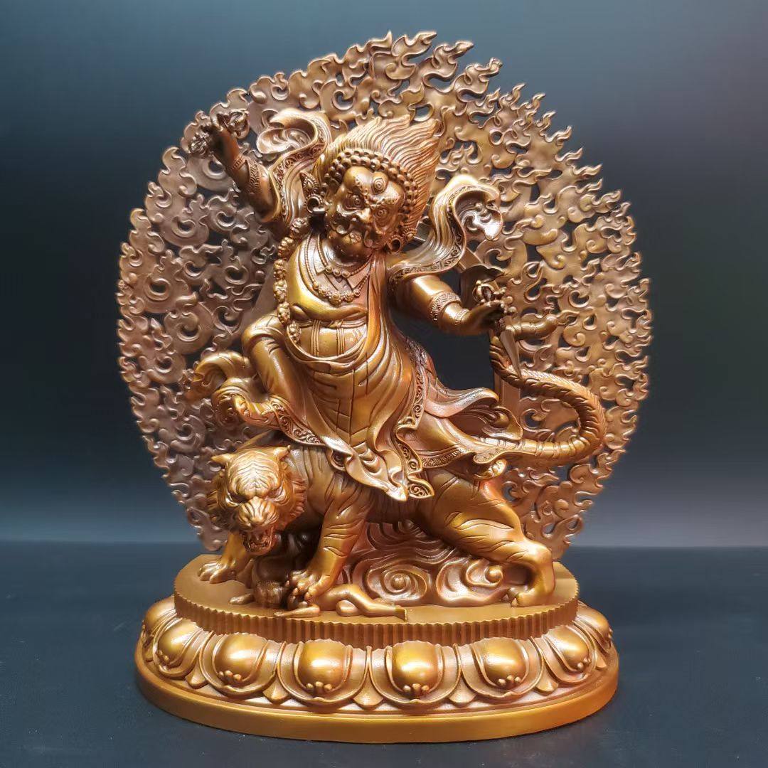 纯铜愤怒莲师佛像忿怒摆件莲花生大士多吉卓罗精工尼泊尔工艺五寸