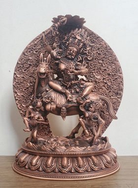 尼泊尔工艺藏传纯铜吉祥天母菩萨家居供奉佛像摆件