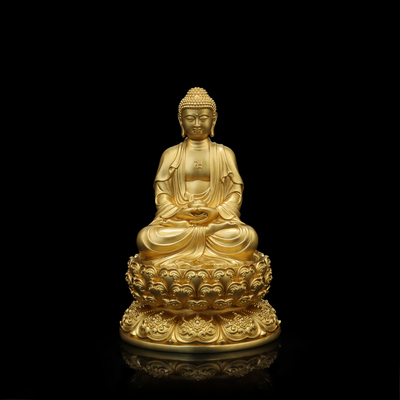 释迦牟尼佛纯铜精美鎏金色可装藏