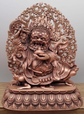 藏传纯铜二臂玛哈嘎拉大黑天护法佛像家居供奉三寸摆件
