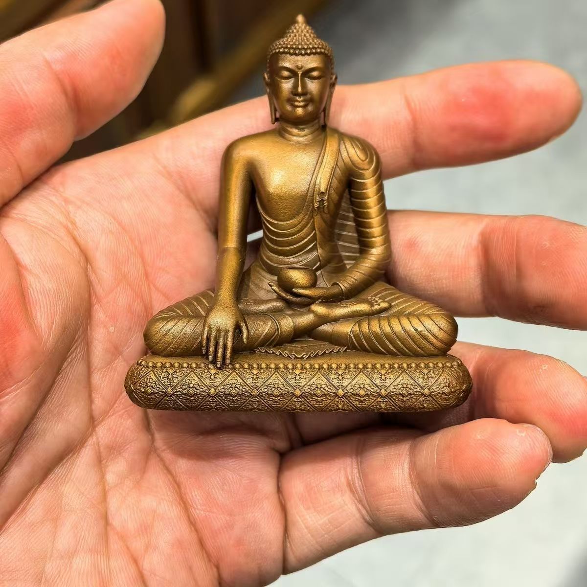 尼泊尔工艺藏传纯铜迦叶释迦牟尼佛如来佛像三宝家居供奉随身摆件