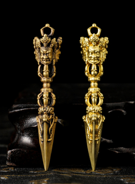 全铜三面普巴金刚撅降魔杵吊坠