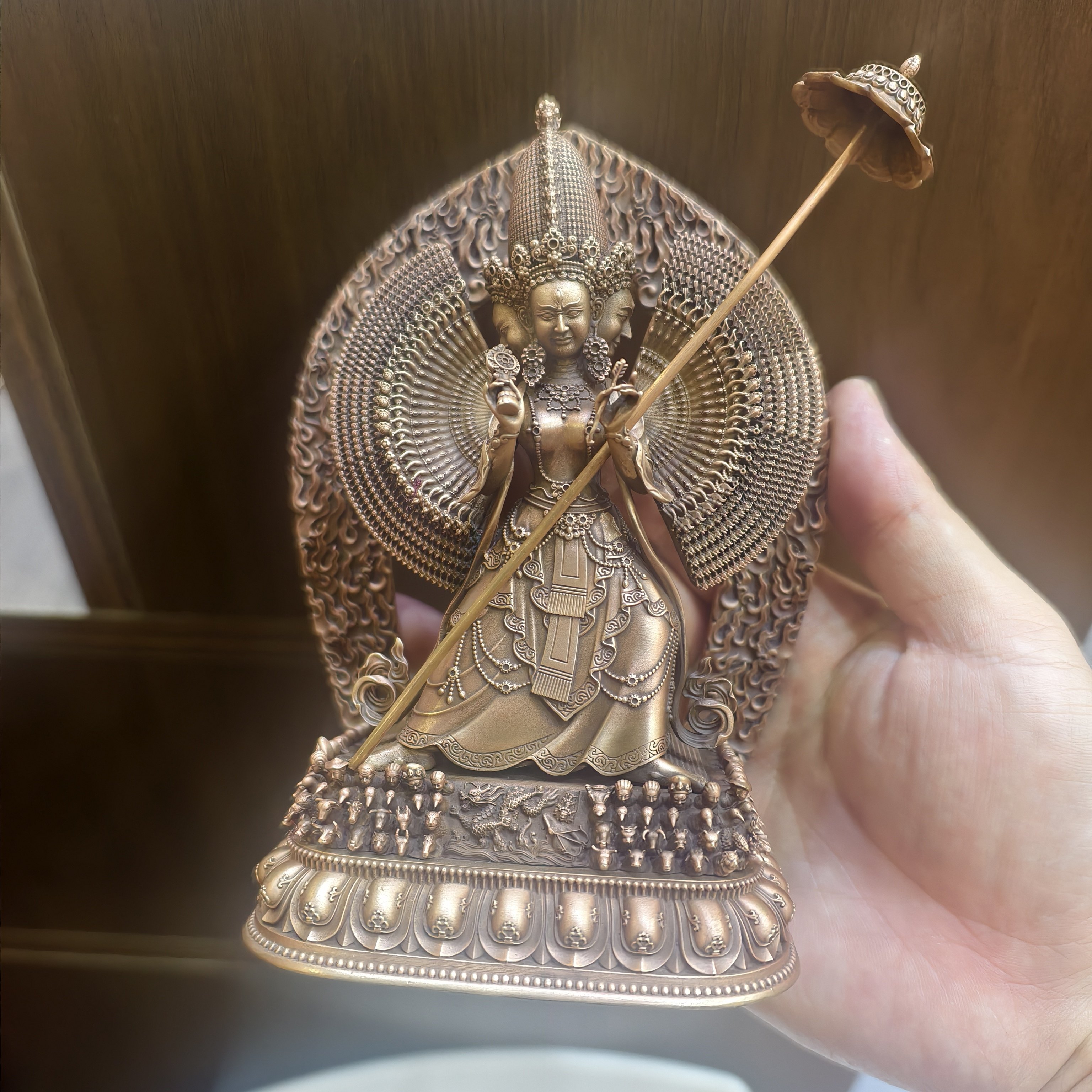 尼泊尔工艺藏传纯铜大白伞盖佛母佛像紫铜精品家居供奉佛堂摆件