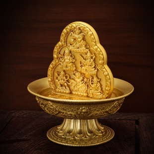 黄铜水财神摆件西藏六路财神随身家用水供黄财神铜像财宝天王小号