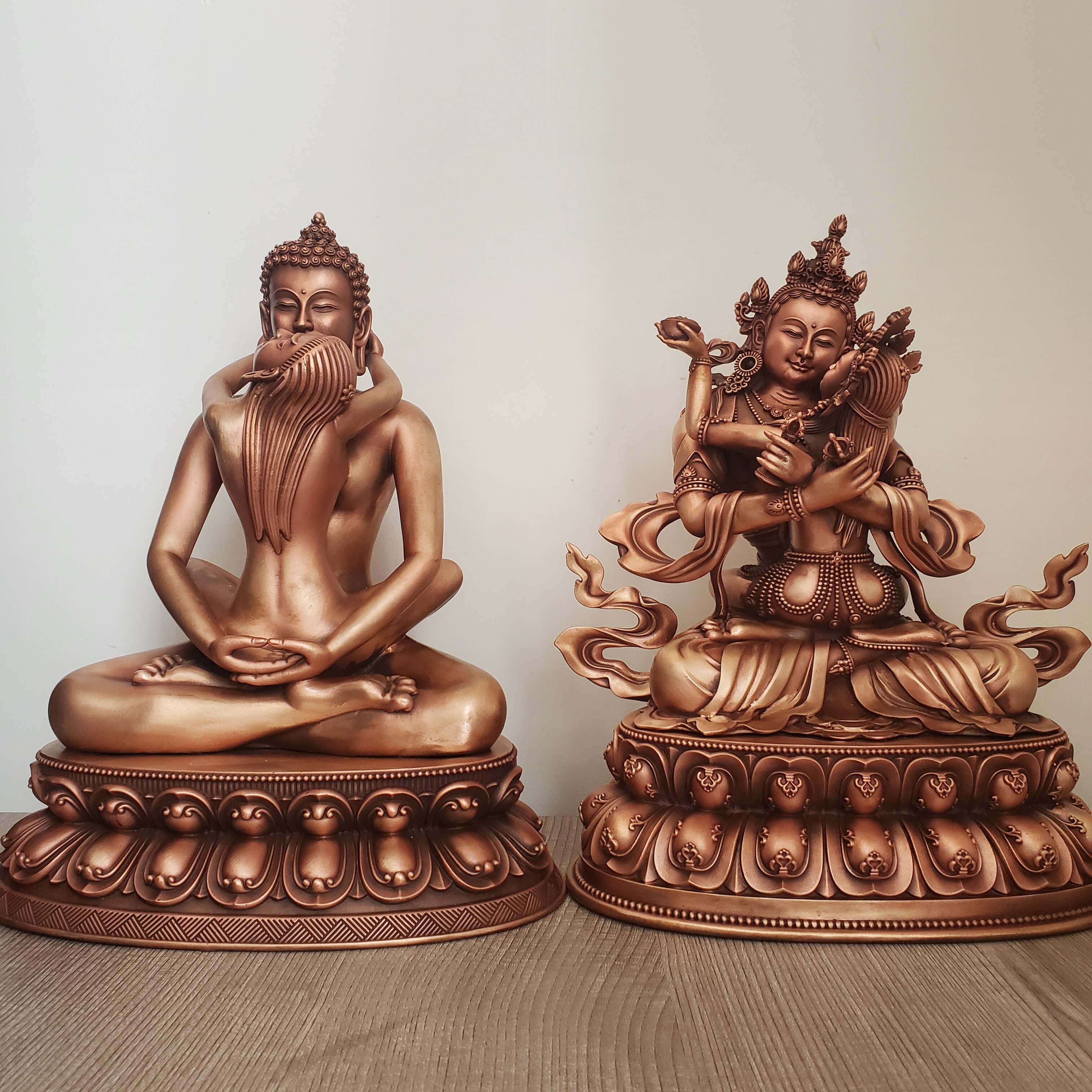尼泊尔工艺纯铜双身金刚萨埵普贤王如来佛像摆件居家供奉车载摆件