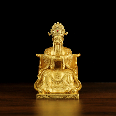 全铜龙五爷财神鎏金色五台山广济龙王招财转运家居供奉车载摆件
