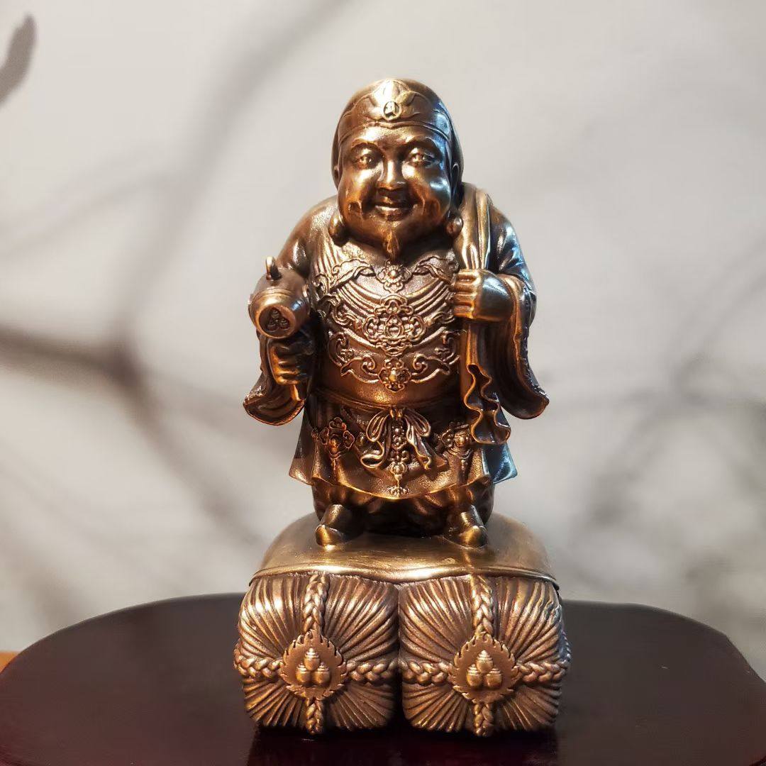 纯铜唐密大黑天财神佛像供奉摆件