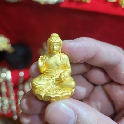 纯铜镀金精工药师佛药光如来佛像实心随身家居供奉摆件