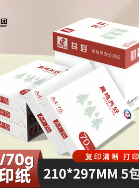 晨鸣共好a4打印复印纸500张70gA4纸白纸草稿纸办公用纸整箱5包8包