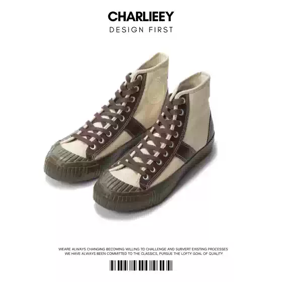 Charlieey Okayama Kurume High-Top Vulcanized Shoes for Men and Women, American-Style Trendy Retro Versatile Canvas Shoes