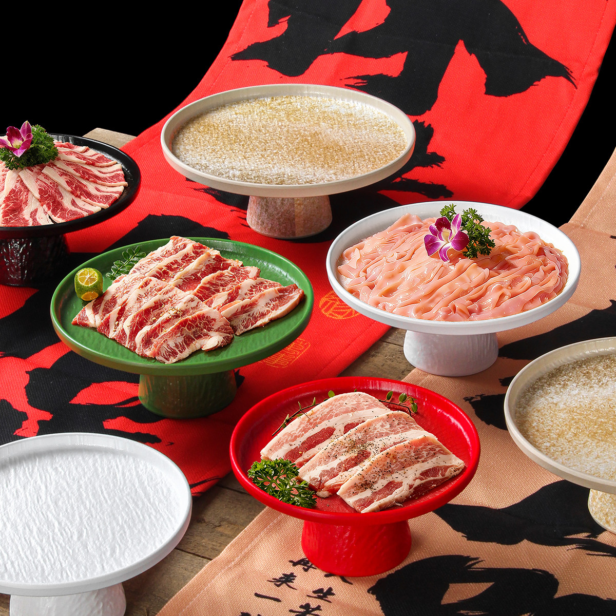 祥源美密胺餐具盘子中式火锅食材盘餐厅圆形糕点下午茶点心高脚盘,餐饮具,盘,淘宝优惠券,粉丝福利购,淘宝优惠卷