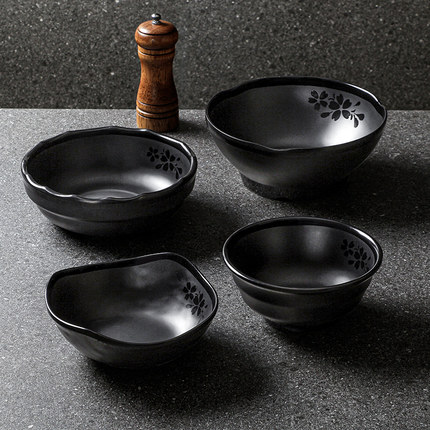 祥源美密胺餐具黑色面碗商用餐厅仿瓷大碗创意凉皮斗笠面馆专用碗