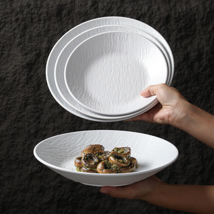 祥源美密胺餐具盘子仿瓷岩石纹西餐牛排意面深盘餐厅饭店炒菜餐盘