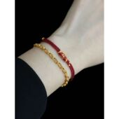 朱砂太sui令手绳高温烧蓝黄金色金圈手编绳本命年手链小众设计感