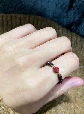 男女朱砂新中式天然戒指