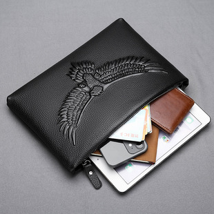 头层牛皮男士手拿包真皮信封包男大容量赠品休闲男士手包