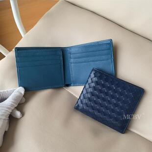 MCBV真皮手工编织男士短款钱包真皮零钱包卡包相片款票夹一体包