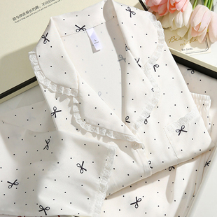 冰丝印花睡衣女长袖长裤春秋冬季法式复古风高级感轻奢家居服套装