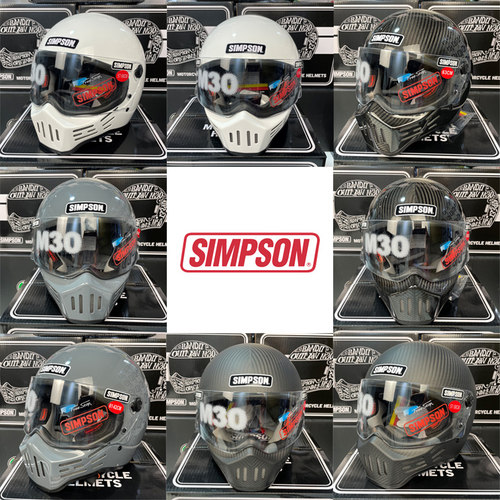 simpson复古碳纤维摩托车全盔