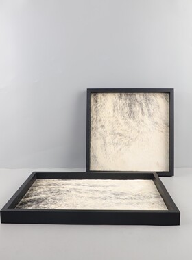 现代简约高级感真皮马毛香薰装饰托盘摆件客厅卧室衣帽间家居饰品