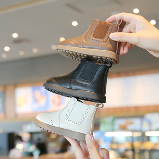 秋冬季女宝宝小皮鞋1一2-3岁男小童靴子加绒防滑软底婴儿二棉鞋子