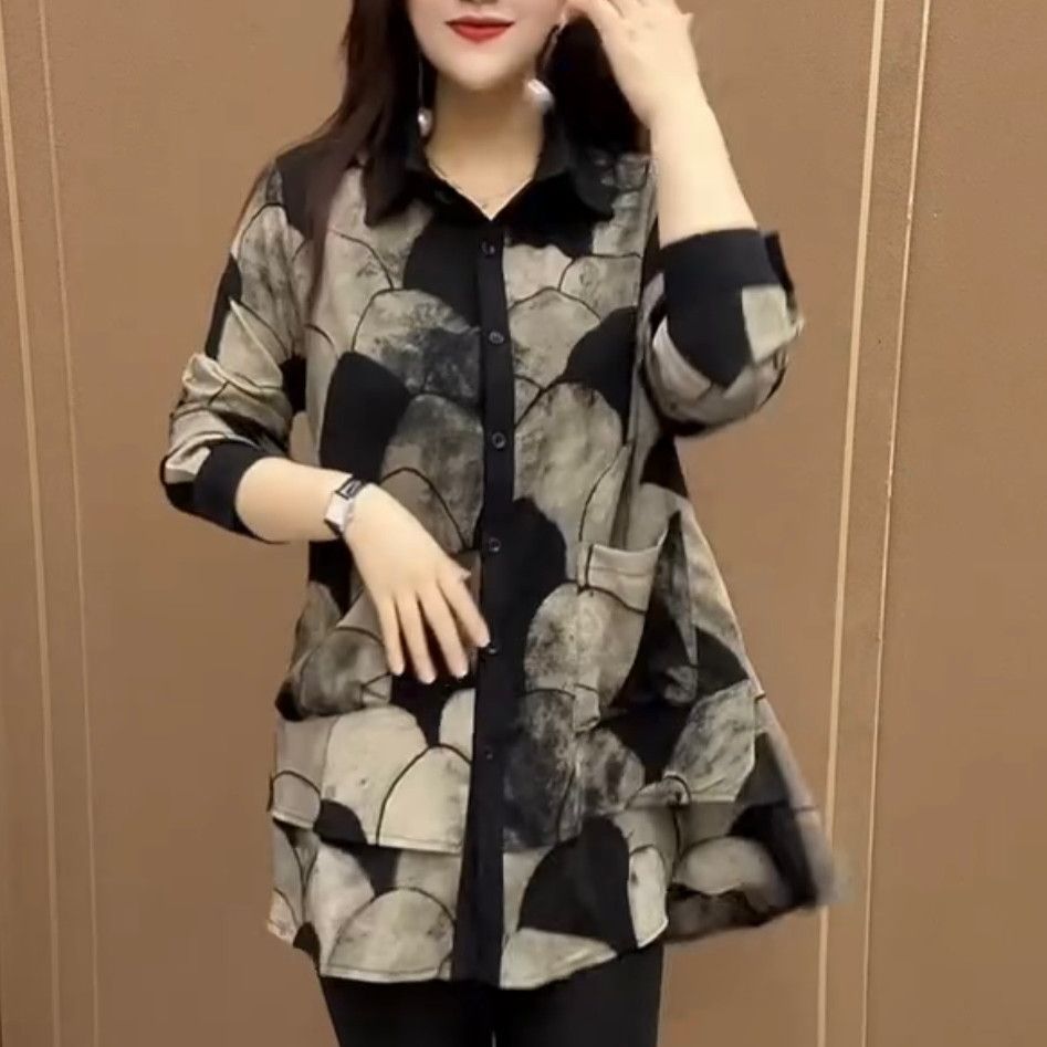 春夏新款中老年妈妈装时尚气质雪纺衫大码中长款宽松显瘦防晒小衫
