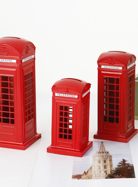 电话亭储蓄罐复古桌面摆件电视机柜高级感小众柜子客厅家庭饰品