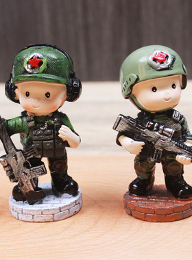 小小特种兵创意树脂玩偶摆件汽车装饰品蛋糕烘焙摆设小礼品装饰