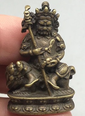 复古西藏黄铜密宗一寸财宝天王佛像家居摆件男女款随身佛招财纳福