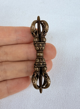 黄利马铜藏式五股金刚杵普巴杵黄铜金刚橛挂件项链佛珠念珠配饰