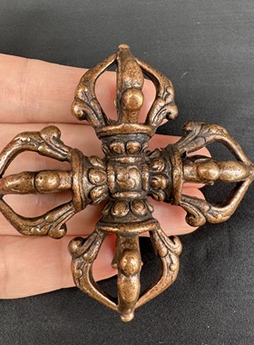 古品阁红铜密宗法器 羯摩杵紫铜十字金刚杵轮羯磨 轮宝普巴降魔橛