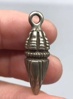 手工藏式白铜普巴杵吊坠文玩佛珠背云隔珠手串配珠民族金刚橛挂件