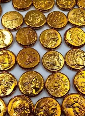 纯黄铜雕刻头像厚重鎏金金币