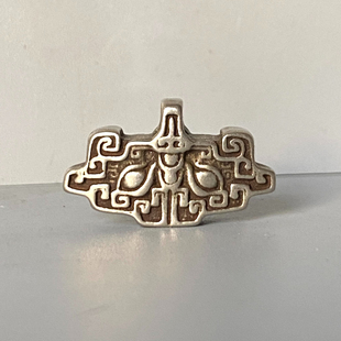 藏式如意挂锁吊坠复古实心白铜藏饰瑞兽利马铜锁形饰品挂件配饰