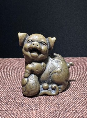 实心铜十二生肖小猪金猪摆件实心铜福猪把件可爱小猪小摆件铜镇纸
