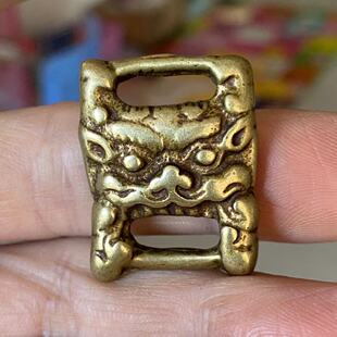 西藏特色复刻神兽兹巴札经书扣挂件藏式纯铜配饰仿老工艺包浆扣子