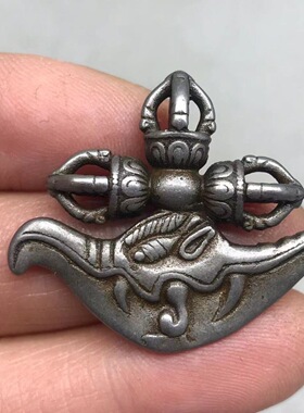 藏式天铁十字钺刀法器挂件吊坠文玩佛珠diy侧挂寒铁金刚杵配饰