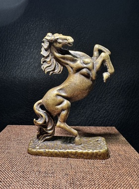 奔马实心桌面摆件古玩铜器纯铜