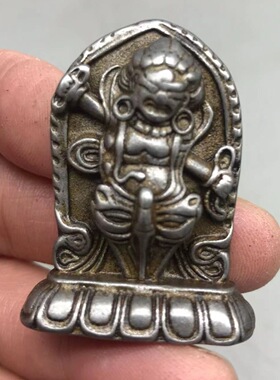 藏式天铁忿怒莲师普巴金刚佛像挂件文玩随身寒铁金刚普巴佛吊坠