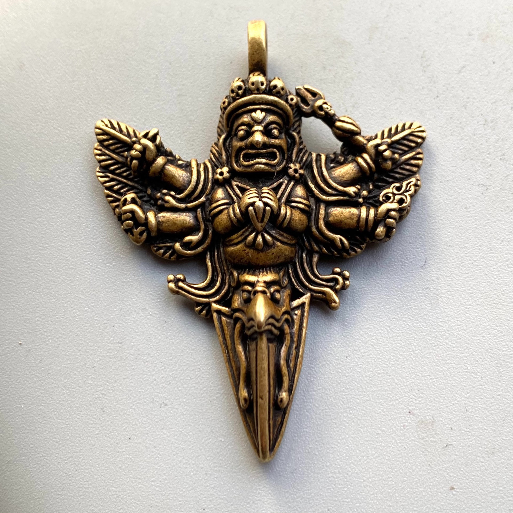 大黑天六臂玛哈嘎拉纯铜乐山峨眉祈愿降魔杵项链平安财富吊坠挂件