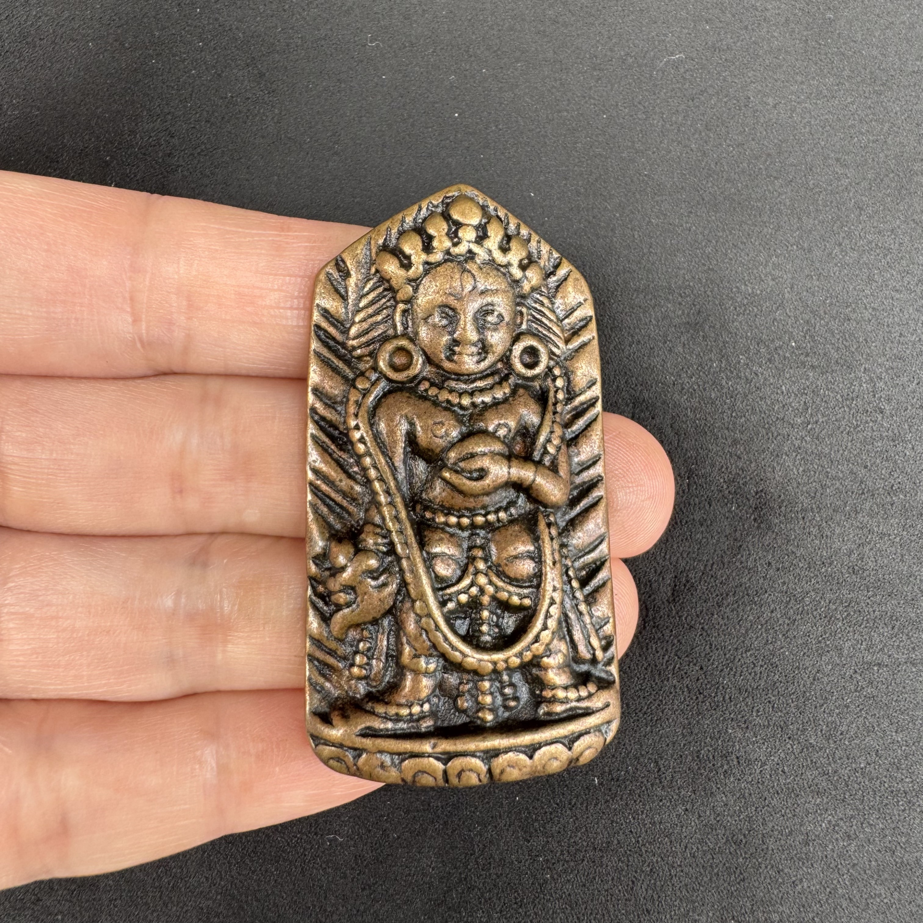 仿古帕拉风格藏式紫铜二臂玛哈嘎啦随身像西藏红铜佛牌挂件吊坠