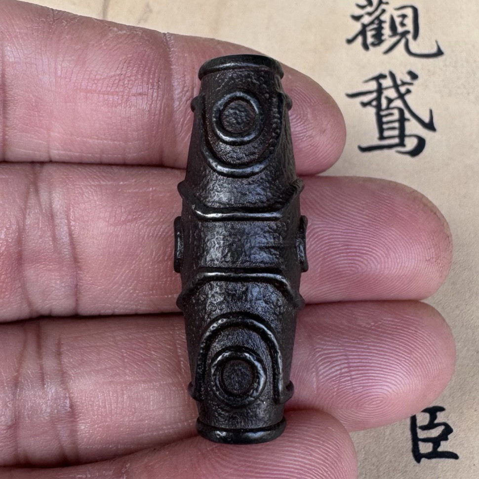 精致寒铁六眼天珠藏式民族风天铁文玩配件diy锁骨链吊坠配串隔珠
