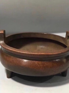 香炉宣德炉古玩复古合金三角炉摆件香薰炉供佛供奉香炉茶道摆件