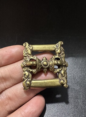 西藏黄铜复古满工雕刻金刚杵藏式白铜经书扣吊坠配饰挂件文玩收藏