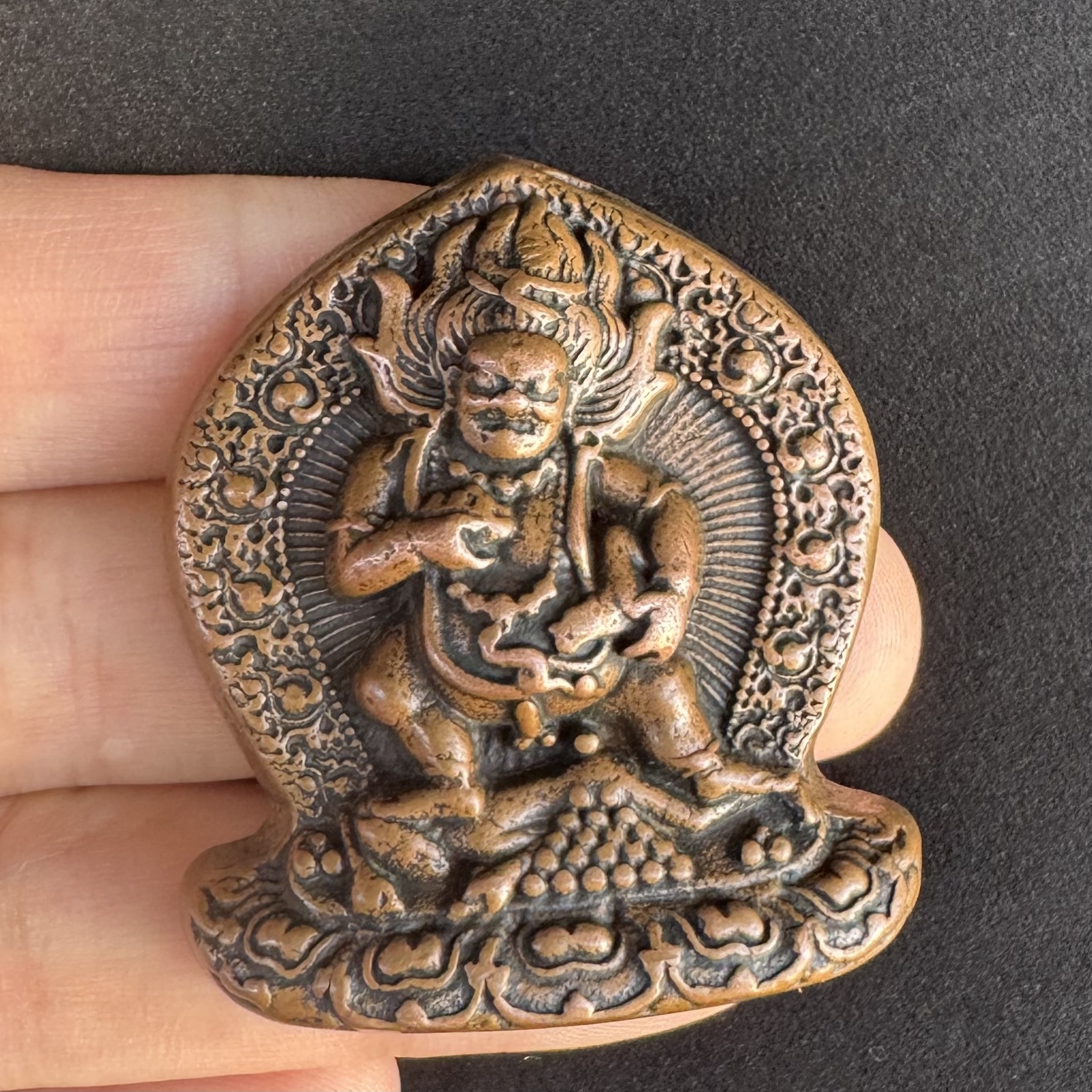 紫铜复古西藏佛牌藏式红铜黑财神佛像挂件配饰吊坠文玩随身携带