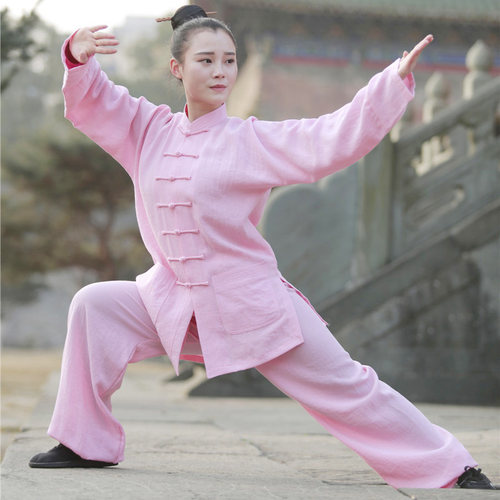 夏季亚麻太极服女武术表演服中老年武术服太极拳服装练功服男 - 封面